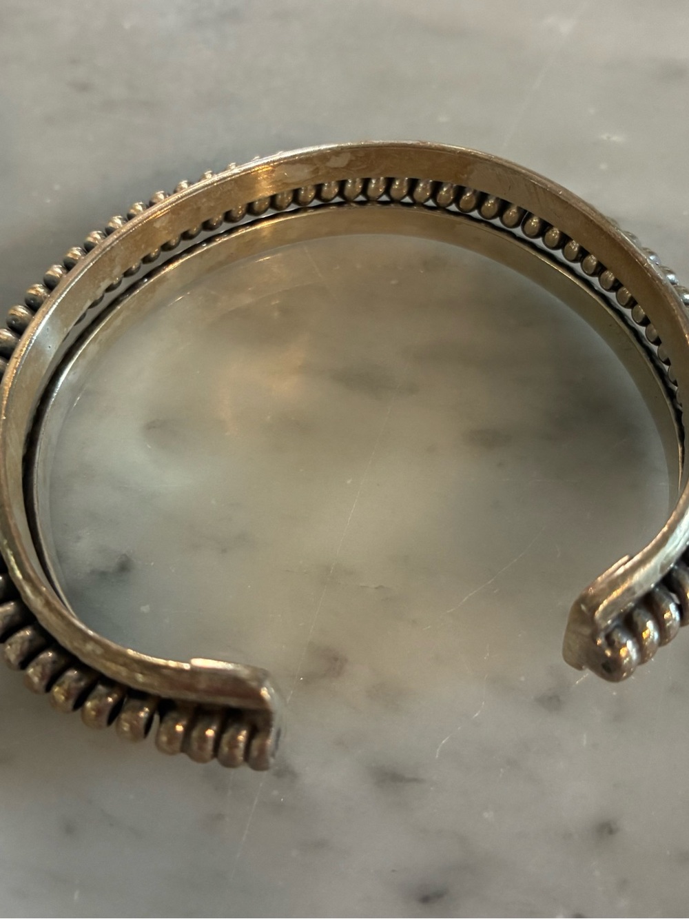 Textured Rope-Edge Sterling Silver Cuff Bracelet - Silver - Picture 2 of 3